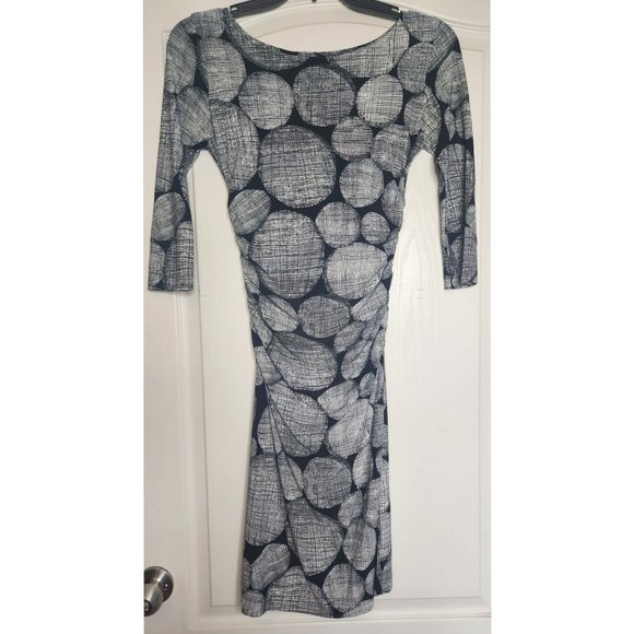 KAMALIKULTURE PRINTED BLACK MESH KNEE LENGTH DRESS -SIZE SMALL - Picture 1 of 4